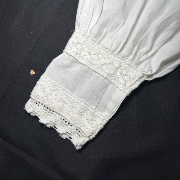 Farm Rio Boho Romantic Blouse Ivory Off White Shirt Women’s Small - Picture 5 of 7